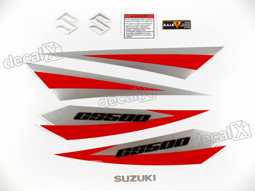Kit Jogo Faixa Emblema Adesivo Suzuki Gs500 Preta Gs503