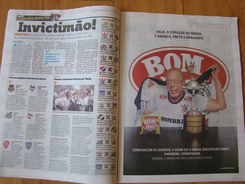 Imagem 4 de 5 de Corinthians Campeão Libertadores 2012 Jornal Lance C/ Poster