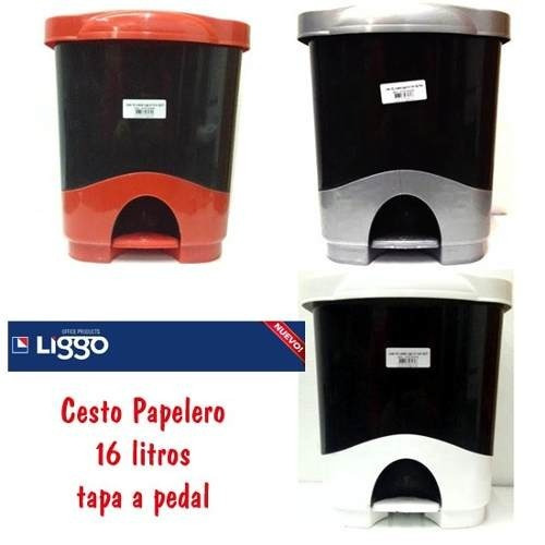 Cesto Papelero A Pedal 16 Litros Liggo Tacho Para Oficinas