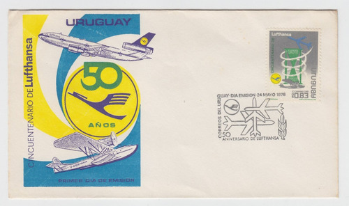 Dg- Uruguay Sobre 1er Dia Cincuentenario Lufthansa 1976