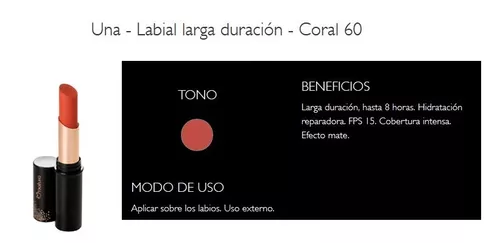 Labial Larga Duración Coral 60 Natura Una | MercadoLibre