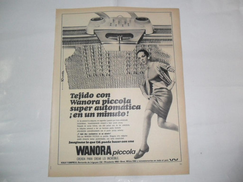 Wanora Piccola Tejido Automatico Maquina  Publicidad 1967