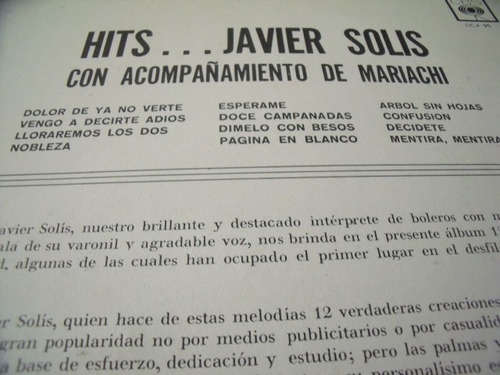 Lp Javier Solis Hits, Lp (Usado)