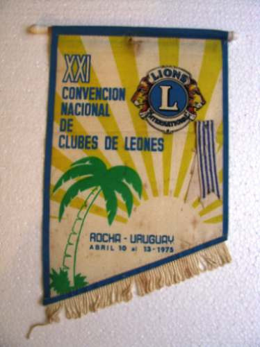 Banderin Xxi Convencion Nacional Club De Leones Rocha 1975