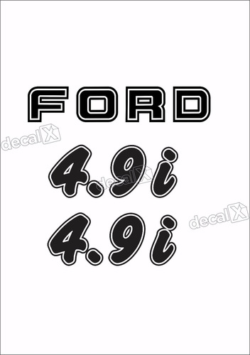 Kit Emblema Adesivo Ford F1000 4.9i Em Preto F10004