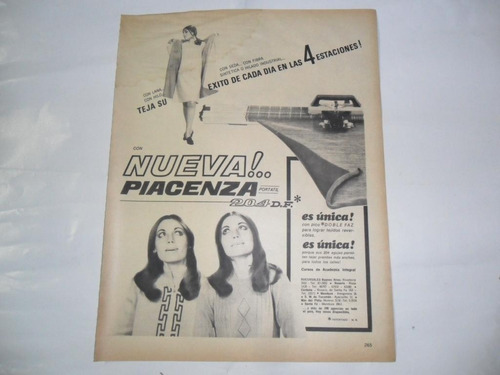 Piacenza Portatil 204 Df Maquina De Tejer Publicidad 1967