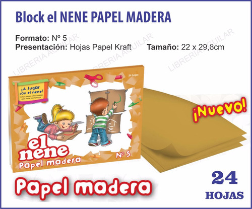 Block El Nene Papel Madera Kraft 24 Hojas Misionero
