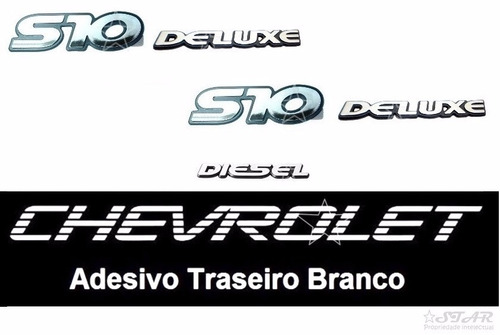 Emblemas S10 Deluxe + Diesel + Faixa Branca - 1995 À 1999