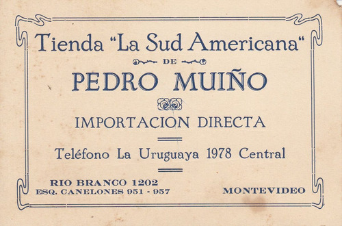 Montevideo Comercios Antigua Tarjeta Tienda La Sud Americana