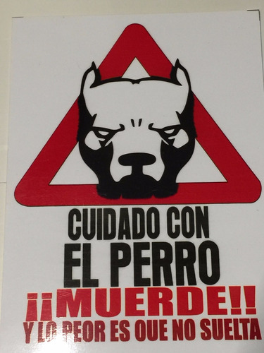 Cartel Cuidado El Perro Portones Impresos Plastico 40x30cm