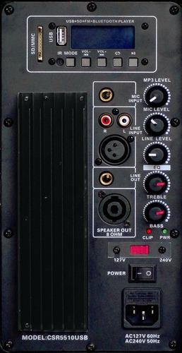 Kit Caixa Ativa E Passiva Csr 5510 Bt Sd Usb Fm 100w Cabo 5m