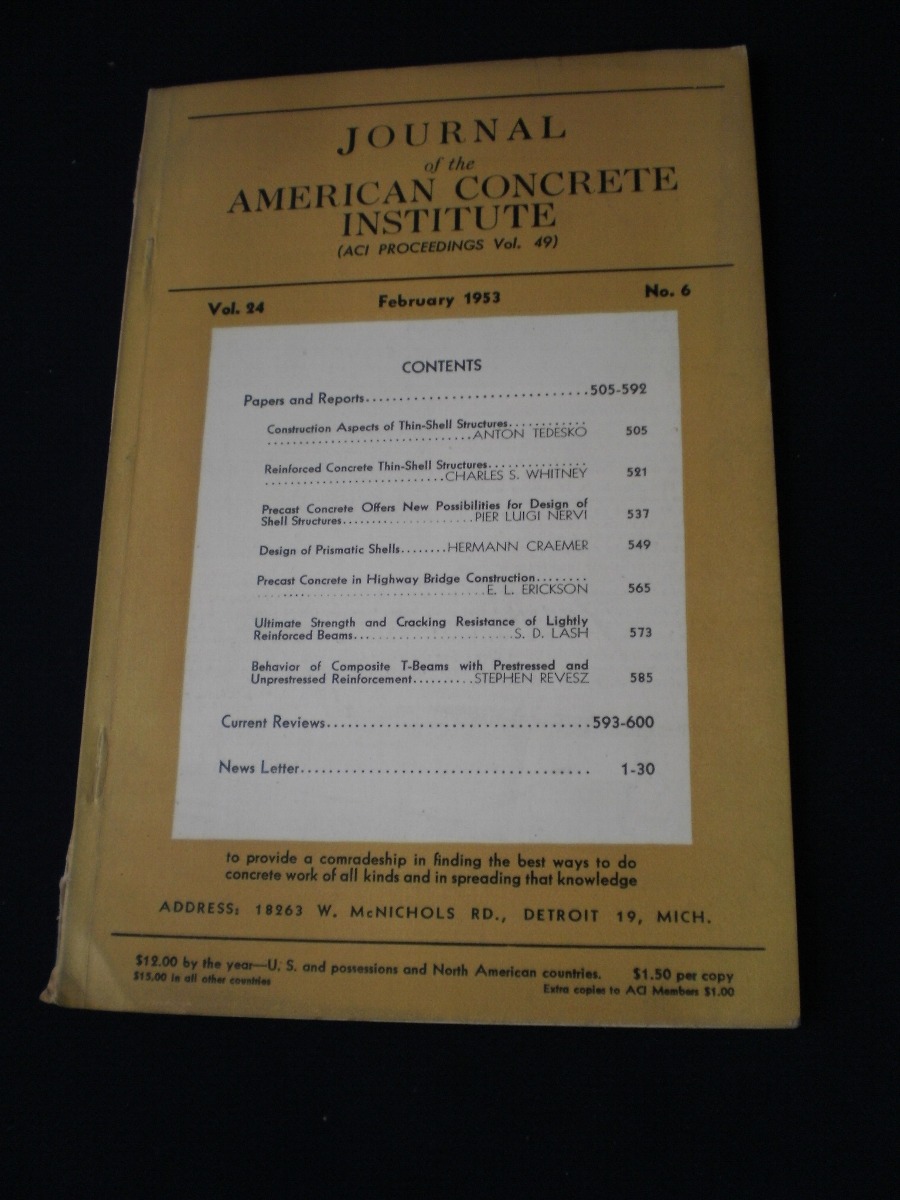 Journal Of The American Concrete Institute Vol 24 Feb 1953 | Mercado Libre