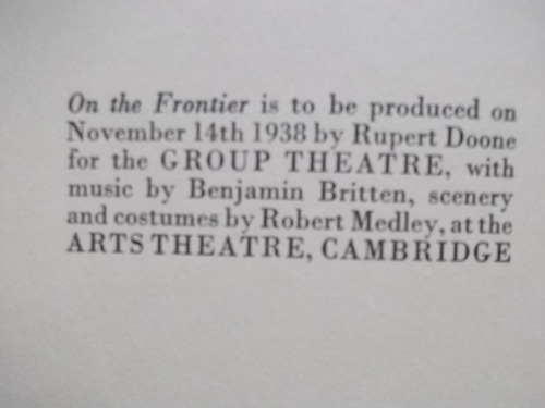 On The Frontier W. H. Auden And C. Isherwood 1a Edición 1938