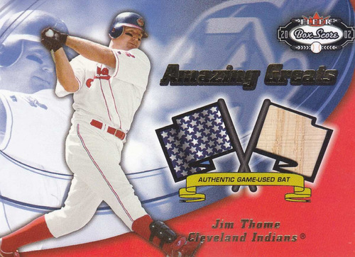 2002 Fleer Box Score Amazing Greats Used Bat Jim Thome India