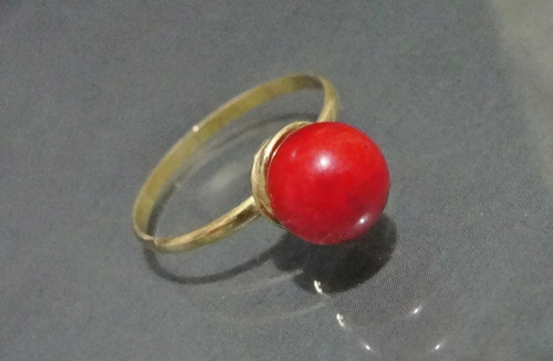 Imagem 6 de 6 de Pedras - Anel Coral Vermelho E Ouro 18kts, Cód74a134