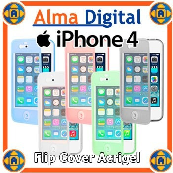 Flip Cover Gel iPhone 4 4s Estuche Forro Protector Goma