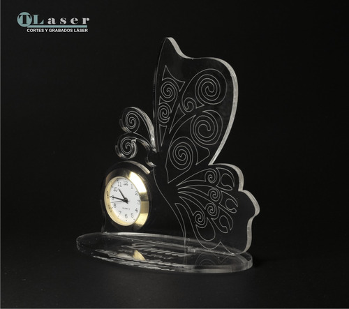 Souvenir Acrilico 15 Años Mariposa C/reloj C/ Datos Grabado