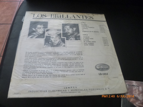 Vinilo Lp De Los Brillantes --- Pasillos (xx1004 (Usado)