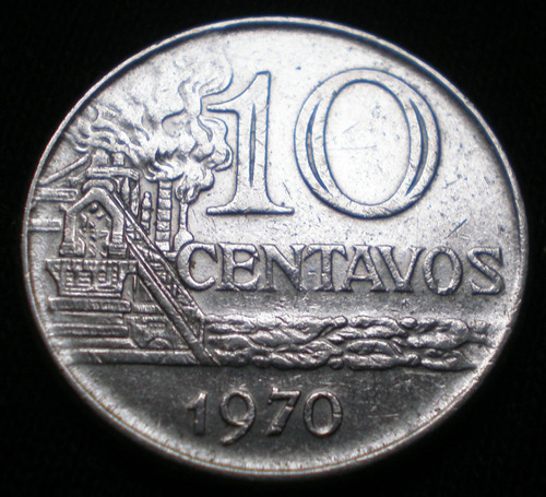 Brasil 10 Centavos De Cuproníquel Año 1970 - Km#578.2   Xf