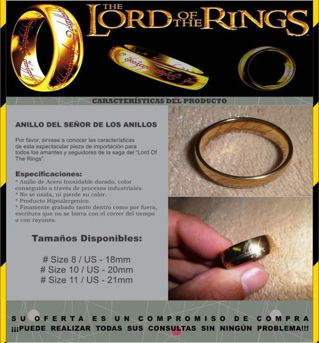 Señor De Los Anillos Hobbit!!! Chapa De Oro 18k  Dhl