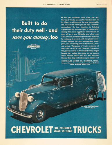 Lienzo Canvas Anuncio Camión Chevrolet Truck Six 1935 80x50