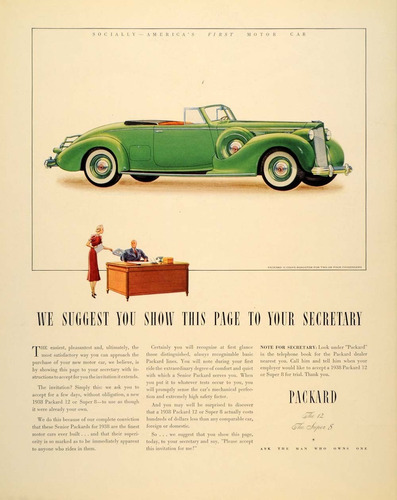 Lienzo Canva Arte Publicidad Anuncio Auto Packard 1938 80x50