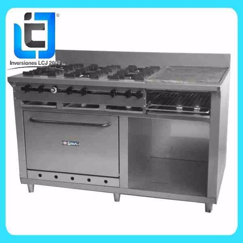 Cocina 6 Hornillas Plancha Horno Industrial Mstar Ci46113g