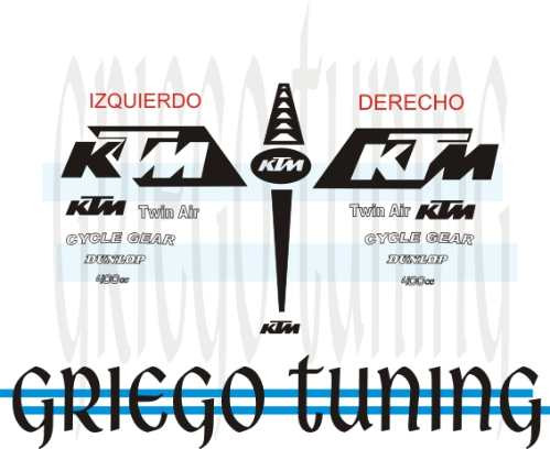 Tun Adhesivo En Vinilo    Ktm 16 Piezas En Negro Y Blanco