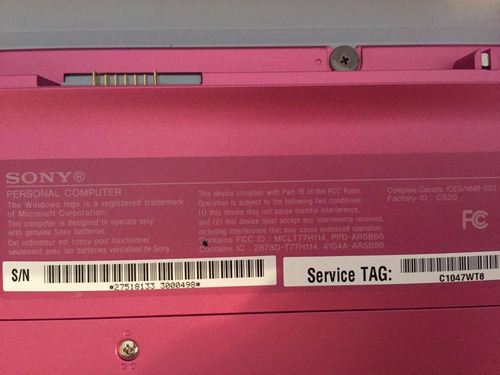 Notebook Sony Vaio Pink - Pcg-2121l - Usado