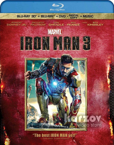 Iron Man 3 Blu-ray 3d + Blu-ray + Dvd + Digital Copy + Music
