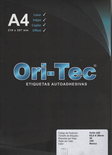 Etiqueta Oritec A4 4108 Para Impresoras Laser O Inkjet X100 