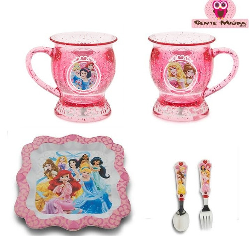 Disney Store Copo Prato Talher Princesas Rapunzel Bela Branc