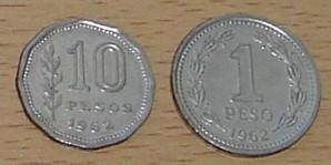 2 Monedas Argentinas Año 1962