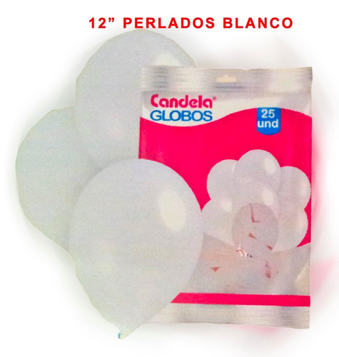 Imagen 2 de 6 de 25 Globos Perlados 12pulgadas Blancos -barata La Golosineria