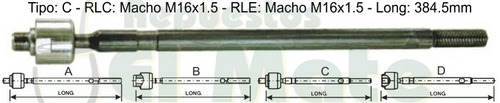 Salida Cremallera Mercedes Benz Sprinter ../07 384.5mm  Apex