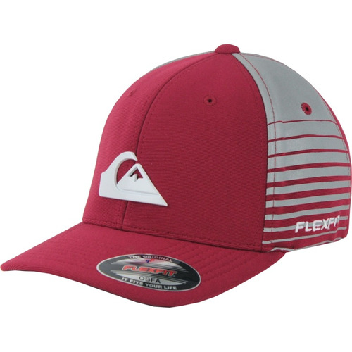 Boné Quiksilver Flexfit Stripe Side Vermelho