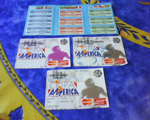 Futbol.entradas Prensa Copa America 95 Lote X 3 Mas Fixtur