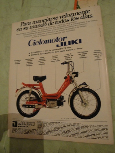Publicidad Moto Juki Ciclomotor Año 1979