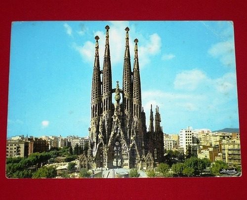 Antigua Postal Barcelona Templo De La Sagrada Familia España