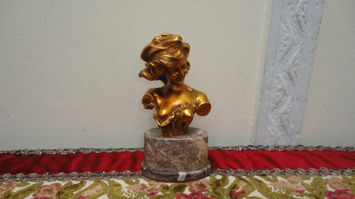 Busto Frances Petit Bronce Firmado Antiguo Impecable Vealo