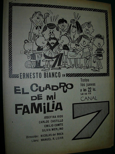Publicidad Clipping Television Ernesto Bianco Canal 7 Dibujo