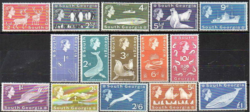 Georgia Del Sur 1963 - Fauna Autóctona - Serie De 15 Valores