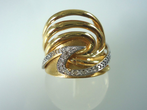 Anel De Ouro 18k Com Diamantes Jr Joalheiro.