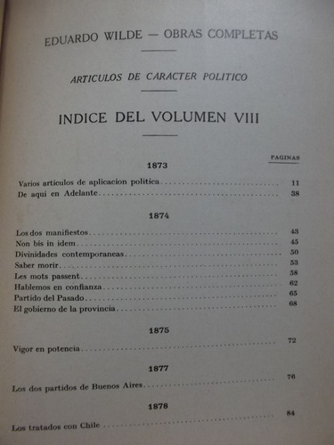 Eduardo Wilde- Articulos De Caracter Politico
