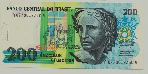 Fk Billete Brasil 200 Cruzeiros 1991 F E Sin Circular.