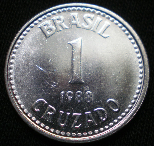 Brasil Moneda Acero Inoxidable De 1 Cruzado Año 1988 Km#605