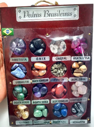Linda Coleção 16 Pedras Preciosas Do Brasil Estojo Souvenir