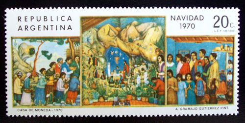 Argentina Arte, Sello Gj 1550 Navidad 1970 Mint L4973