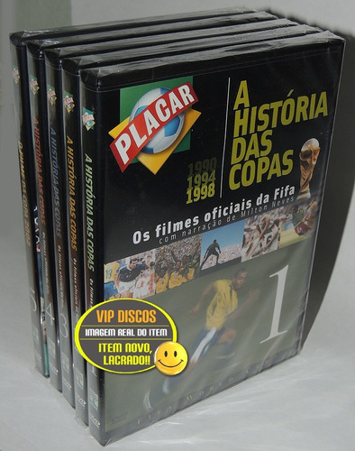 Dvd A História Das Copas Placar Coleção Completa 5 Dvds Nova