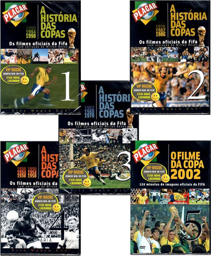 Dvd A História Das Copas Placar Coleção Completa 5 Dvds Nova